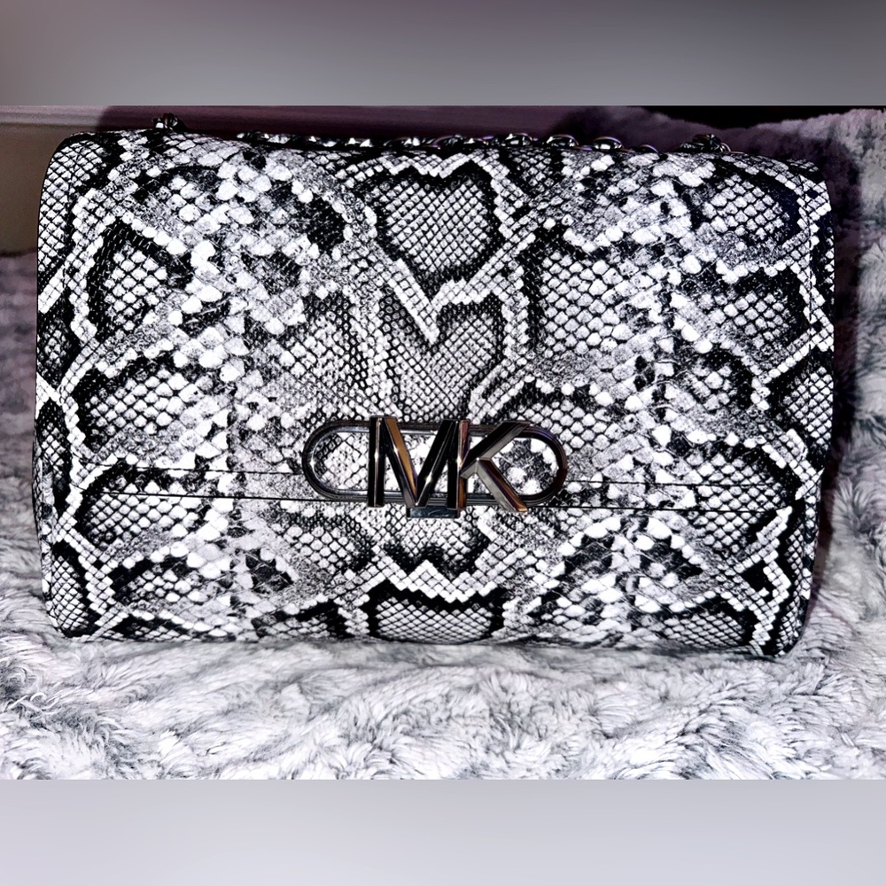 NWT Michael Kors “Parker” Snake Embossed Leather XL Convertible Shoulder Bag